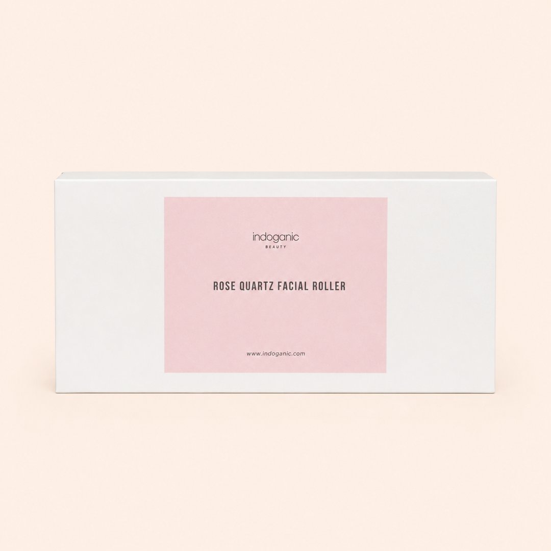 Cover produk Indoganic Rose Quartz Facial Roller dengan latar krem