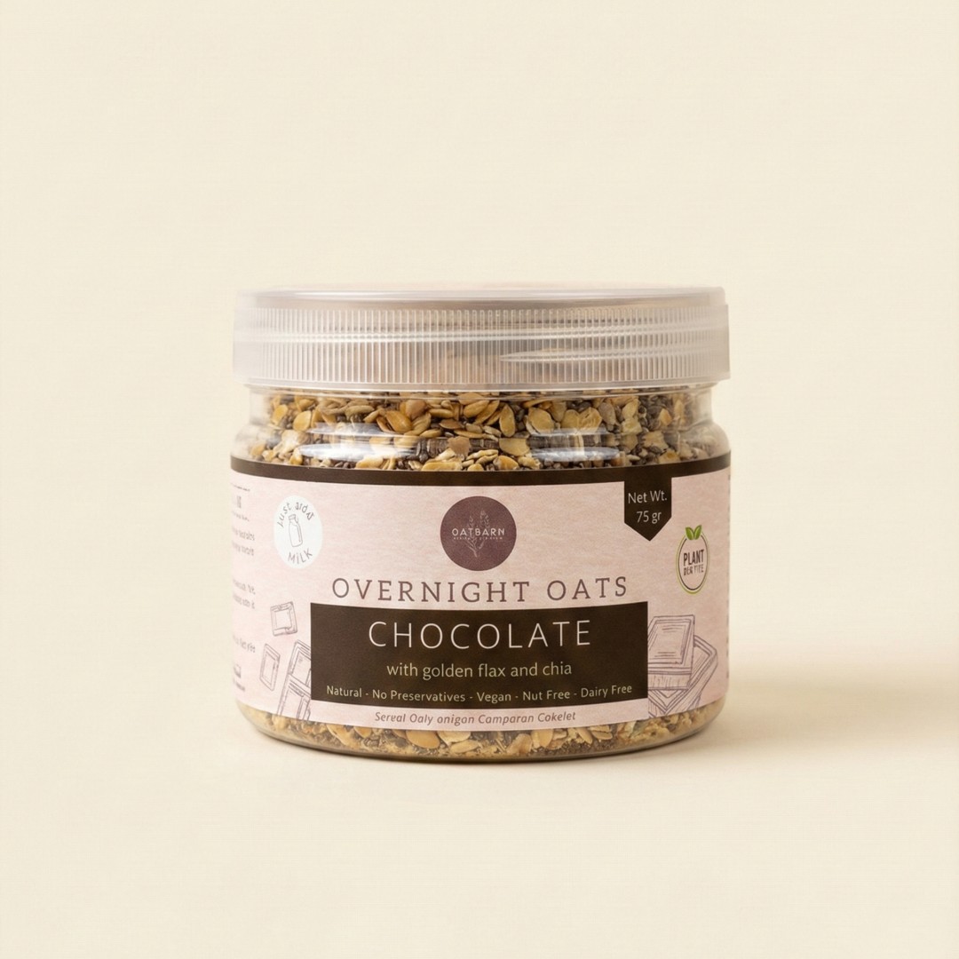 Oatbarn Overnight Oats Chocolate 75g - Sarapan Praktis Vegan dengan Chia & Flaxseed image