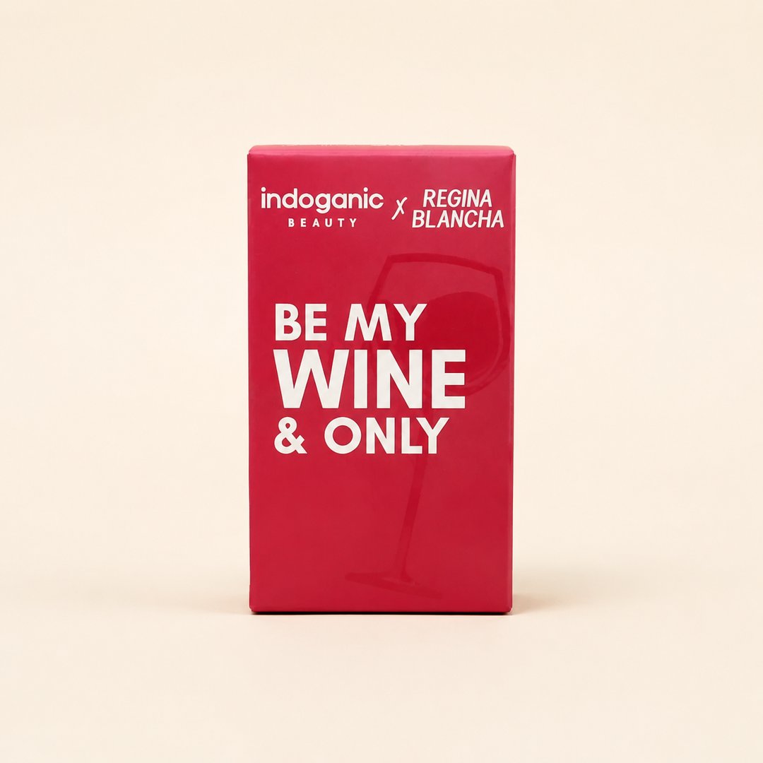 Cover produk Indoganic x Regina Blancha Lip & Cheek Paint - Be My Wine & Only dengan latar krem