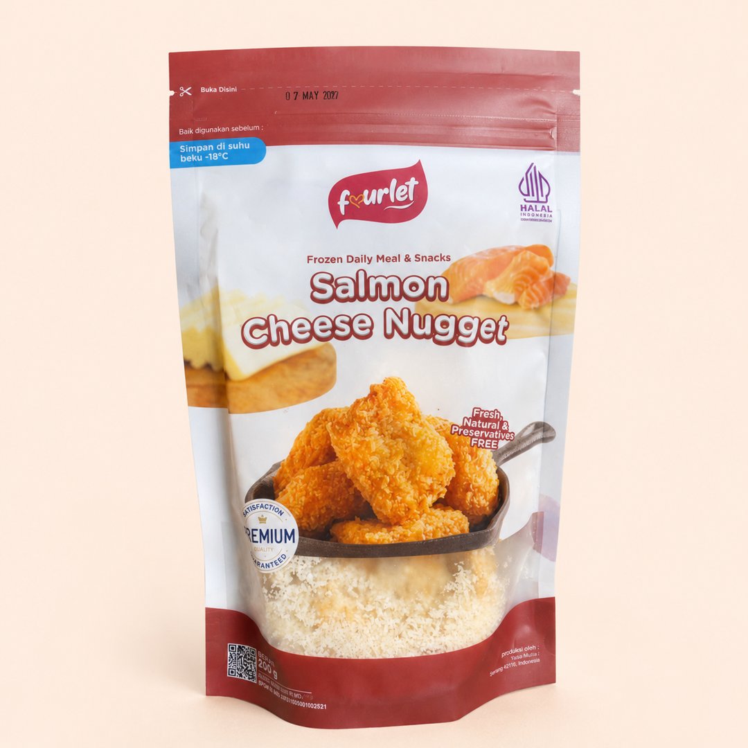 Cover produk Furlet Salmon Cheese Nugget - Nugget Salmon Keju Premium 200gr dengan latar krem