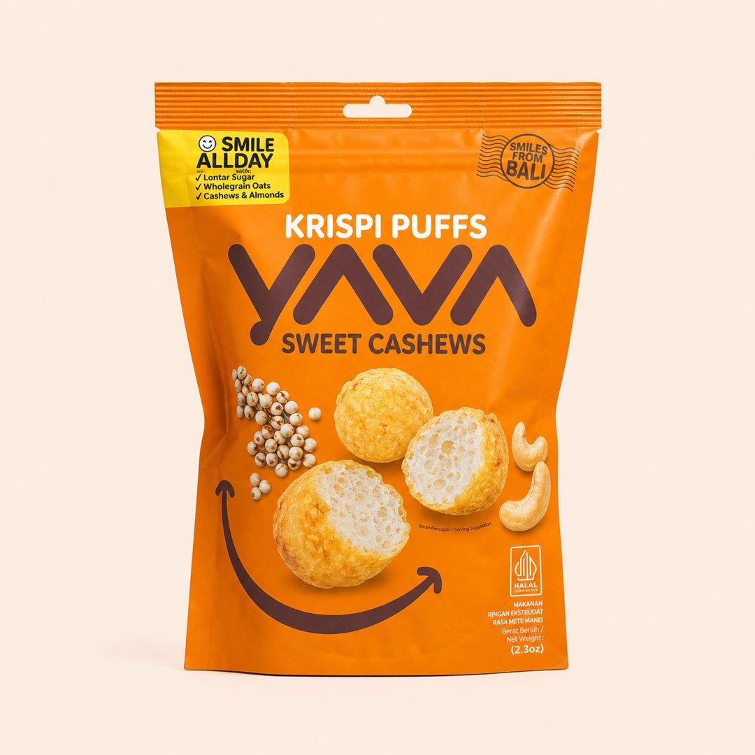Yava Krispy Puffs Sweet Cashews 35g - Camilan Sorgum & Mete Panggang cover