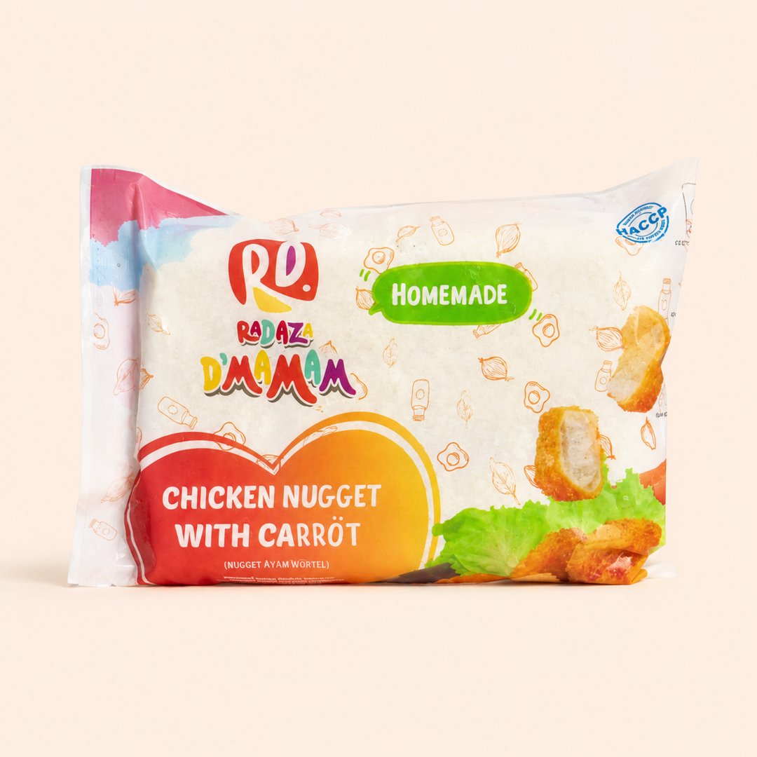 Cover produk D'mamam Chicken Nugget with Carrot 250g - Nugget Ayam Wortel Sehat dengan latar krem
