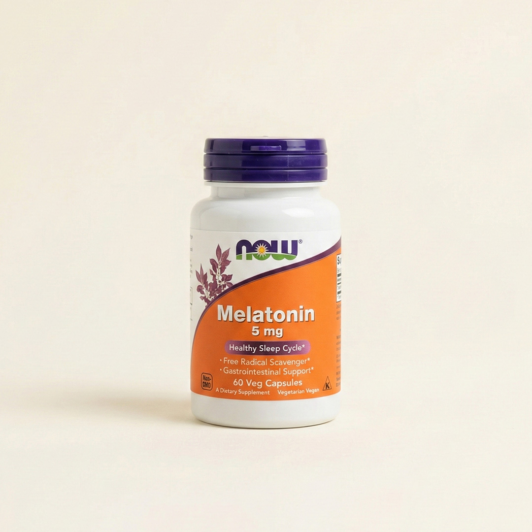 NOW Melatonin 5 mg 60 Kapsul Vegan - Suplemen Siklus Tidur Sehat image