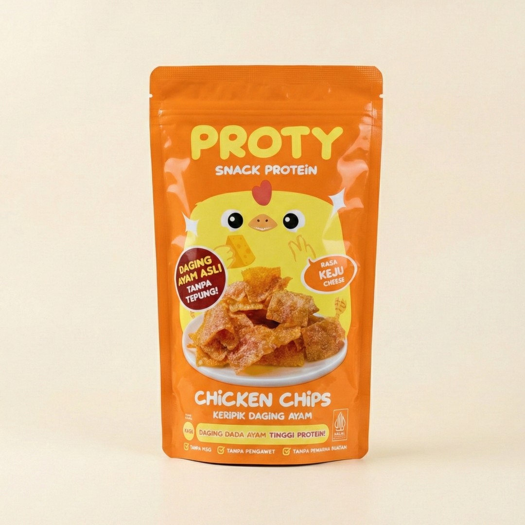 Proty Chicken Chips Keripik Daging Ayam Rasa Keju Tinggi Protein 18gr image