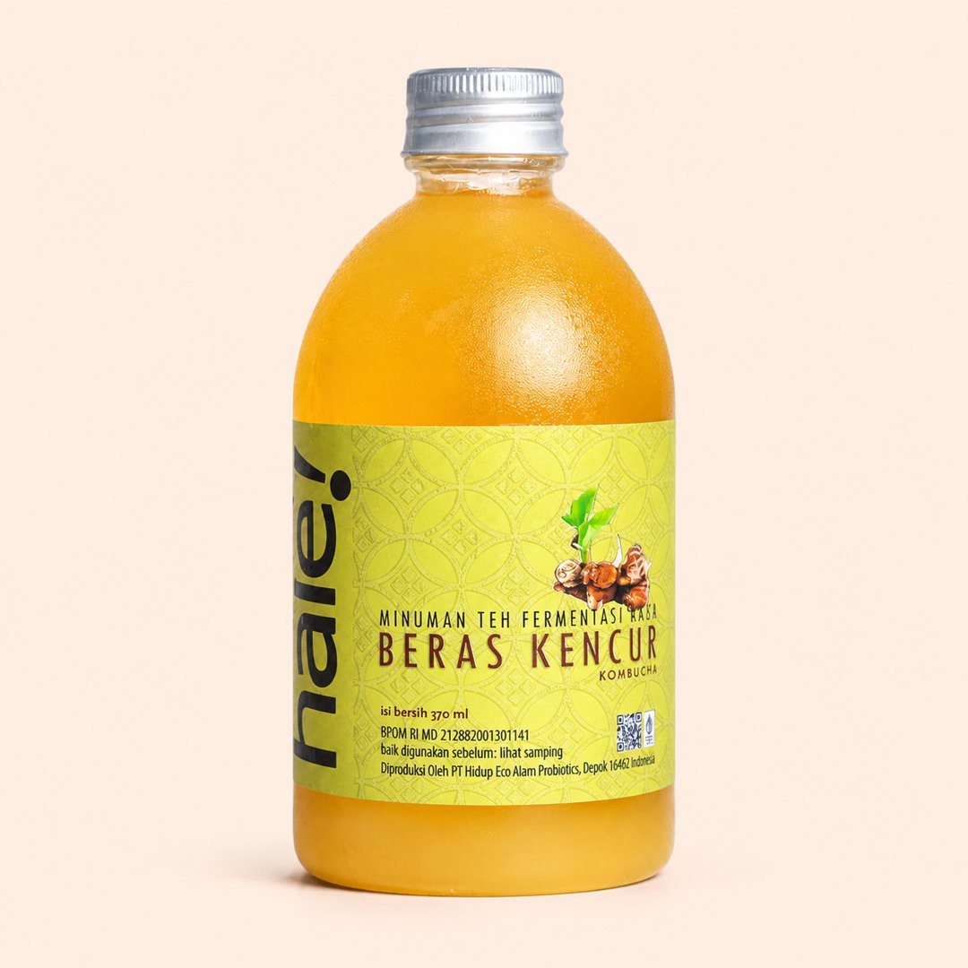 Cover produk Heal! Probiotic Kombucha Beras Kencur 370ml dengan latar krem