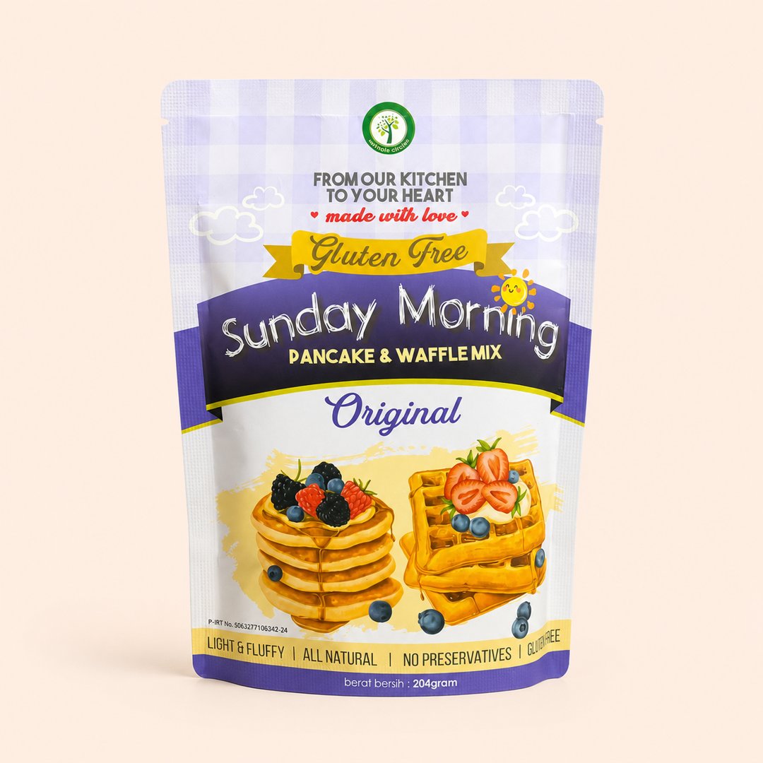 Cover produk Sunday Morning Pancake & Waffle Mix Original Gluten Free 204g dengan latar krem