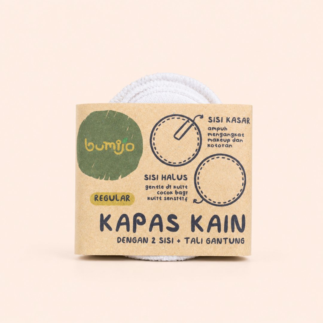 Cover produk Bumijo Kapas Kain Reusable Regular - Isi 3 dengan latar krem