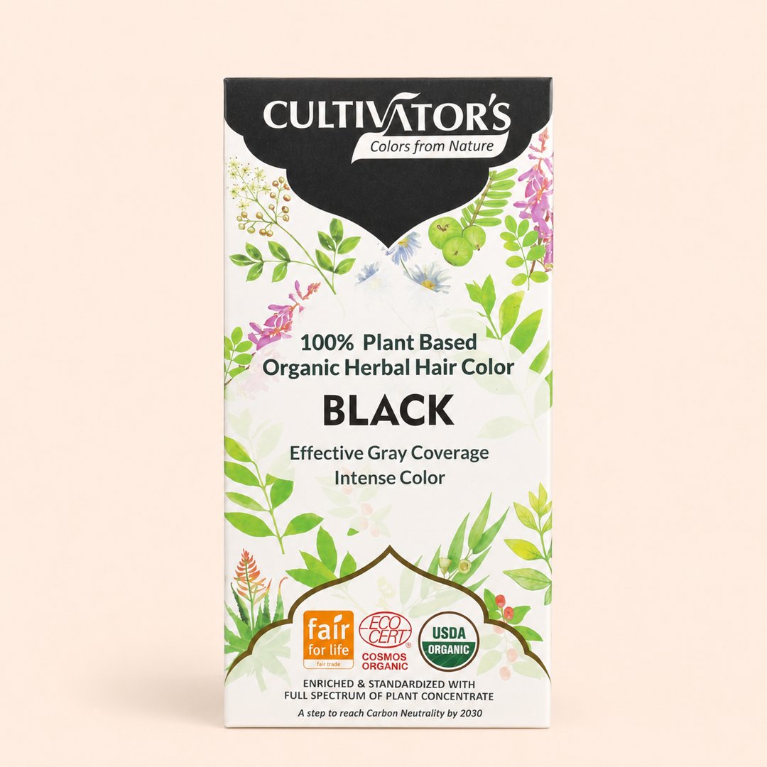 Cover produk Cultivator's Organic Herbal Hair Color - Black 100gr dengan latar krem