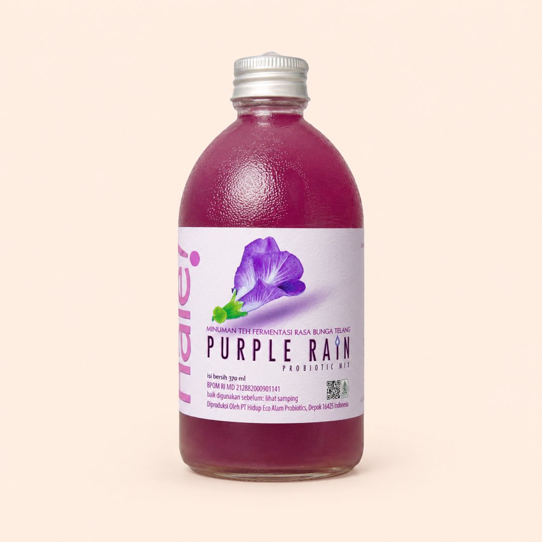 Cover produk Heal Probiotic Kombucha Purple Rain - Minuman Teh Fermentasi Bunga Telang dengan latar krem