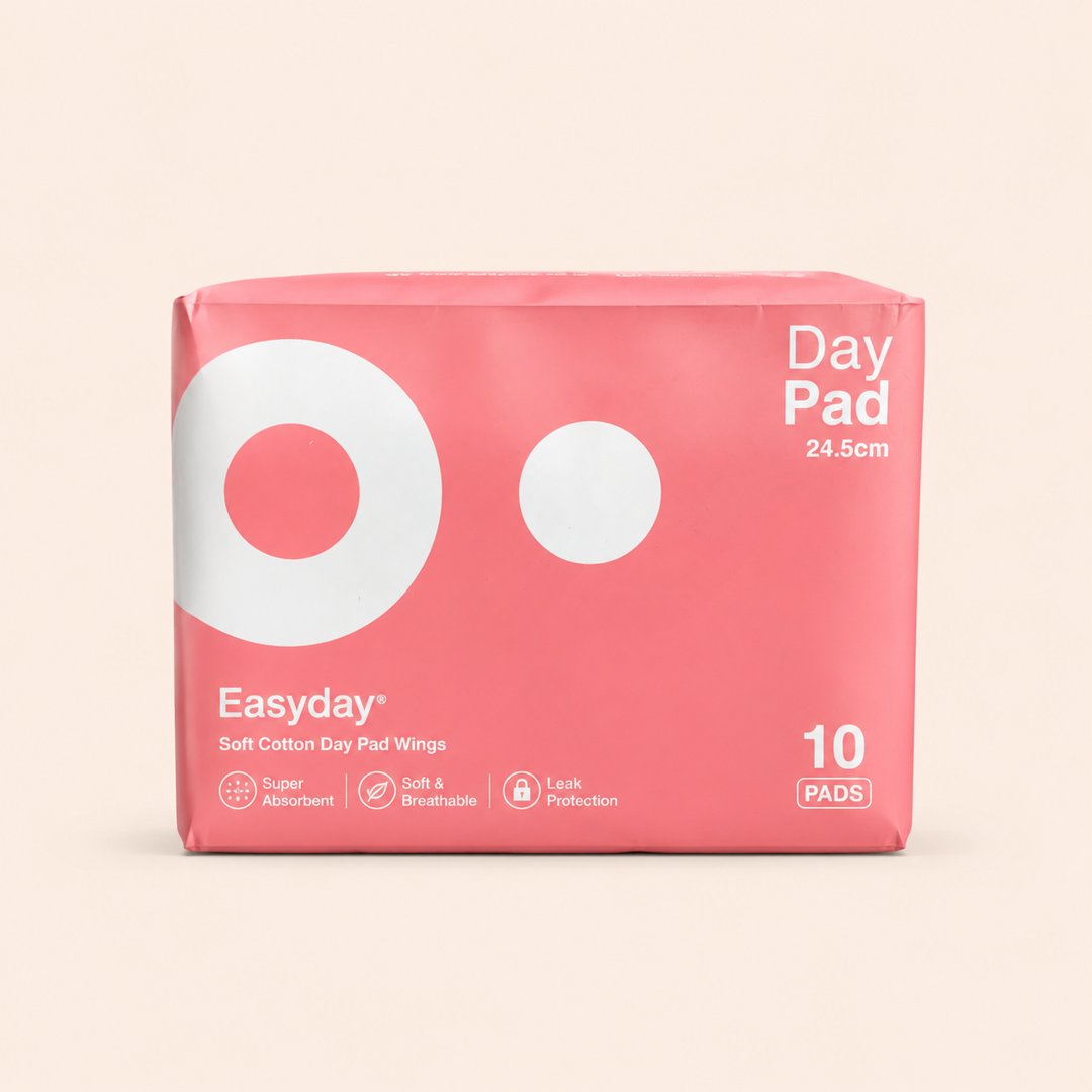 Cover produk Easyday Soft Cotton Day Pad Wings 24.5cm - 10 Pads dengan latar krem