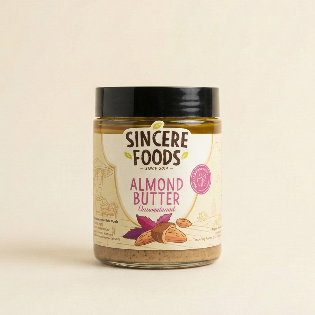 Sincere Foods Almond Butter 300gr - Unsweetened (Tanpa Gula Tambahan) image