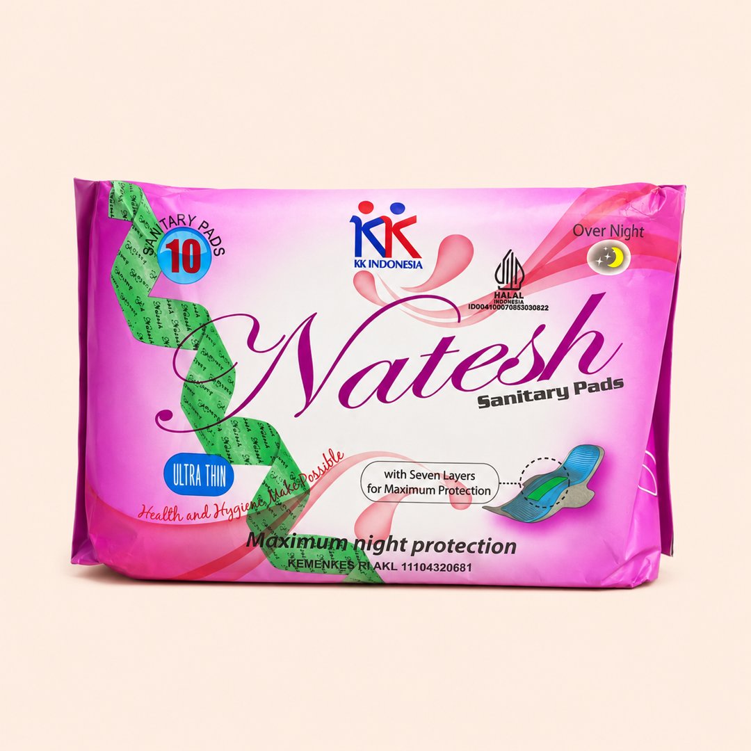 Cover produk Natesh Sanitary Pads Night Ultra Thin - 10 Pads dengan latar krem