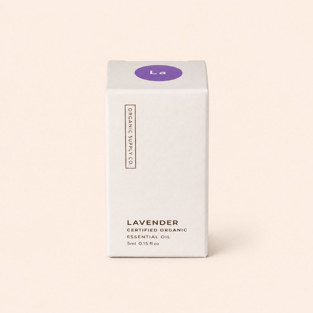 Cover produk Organic Supply Co. Lavender Certified Organic Essential Oil 5ml dengan latar krem