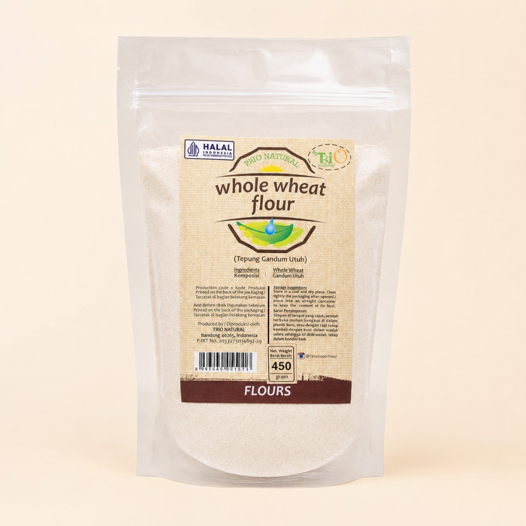 Trio Natural Whole Wheat Flour 450gr - Tepung Gandum Utuh image