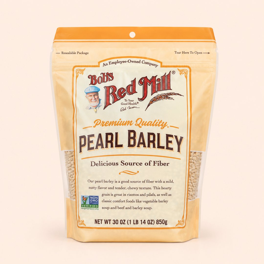 Cover produk Bob's Red Mill Pearl Barley 850g - Biji Jelai Mutiara Premium dengan latar krem