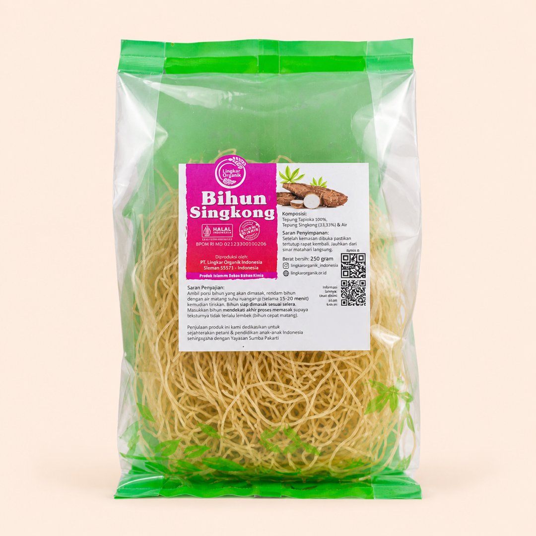 Cover produk Lingkar Organik Bihun Singkong 250g dengan latar krem