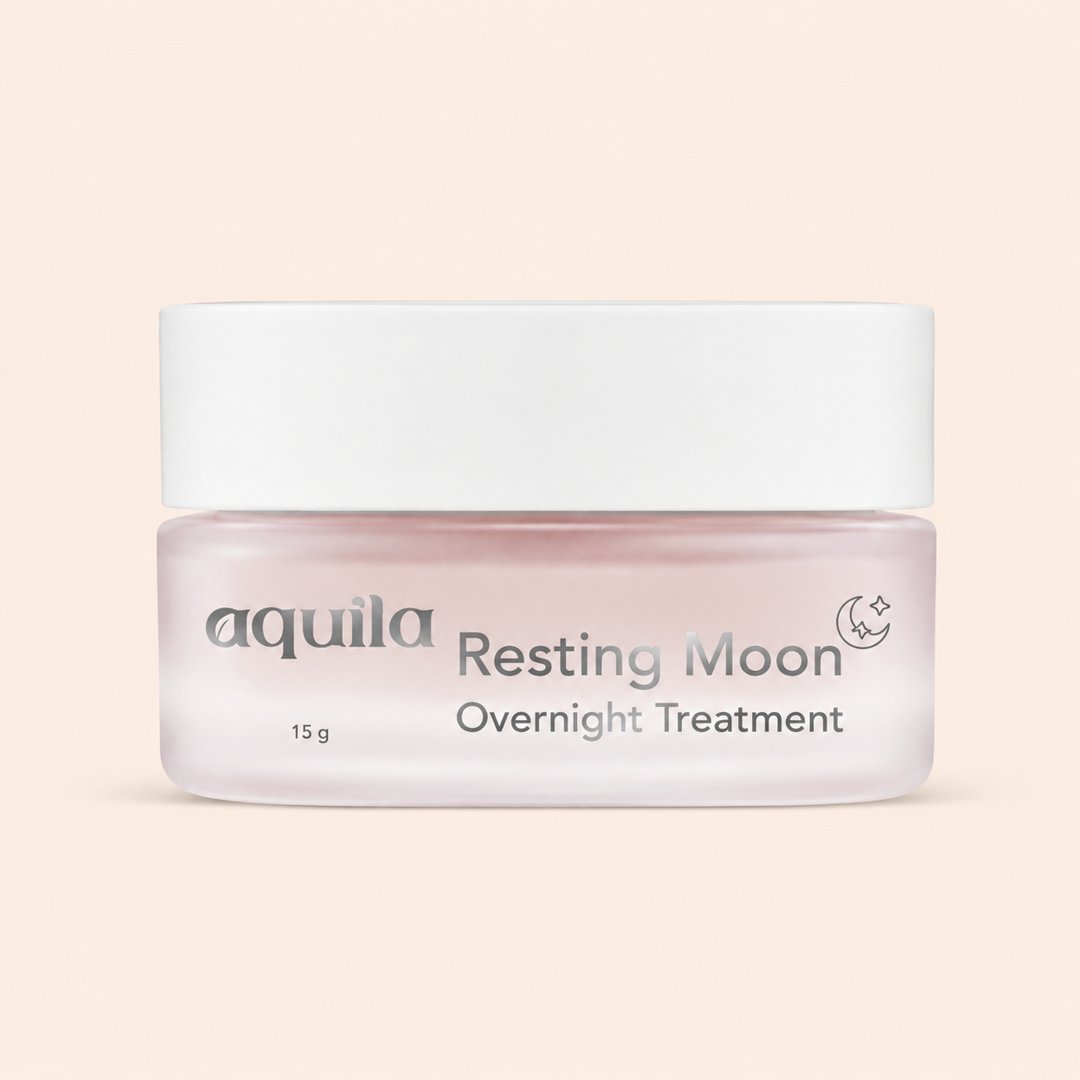 Cover produk Aquila Resting Moon Overnight Treatment Night Cream 15g dengan latar krem